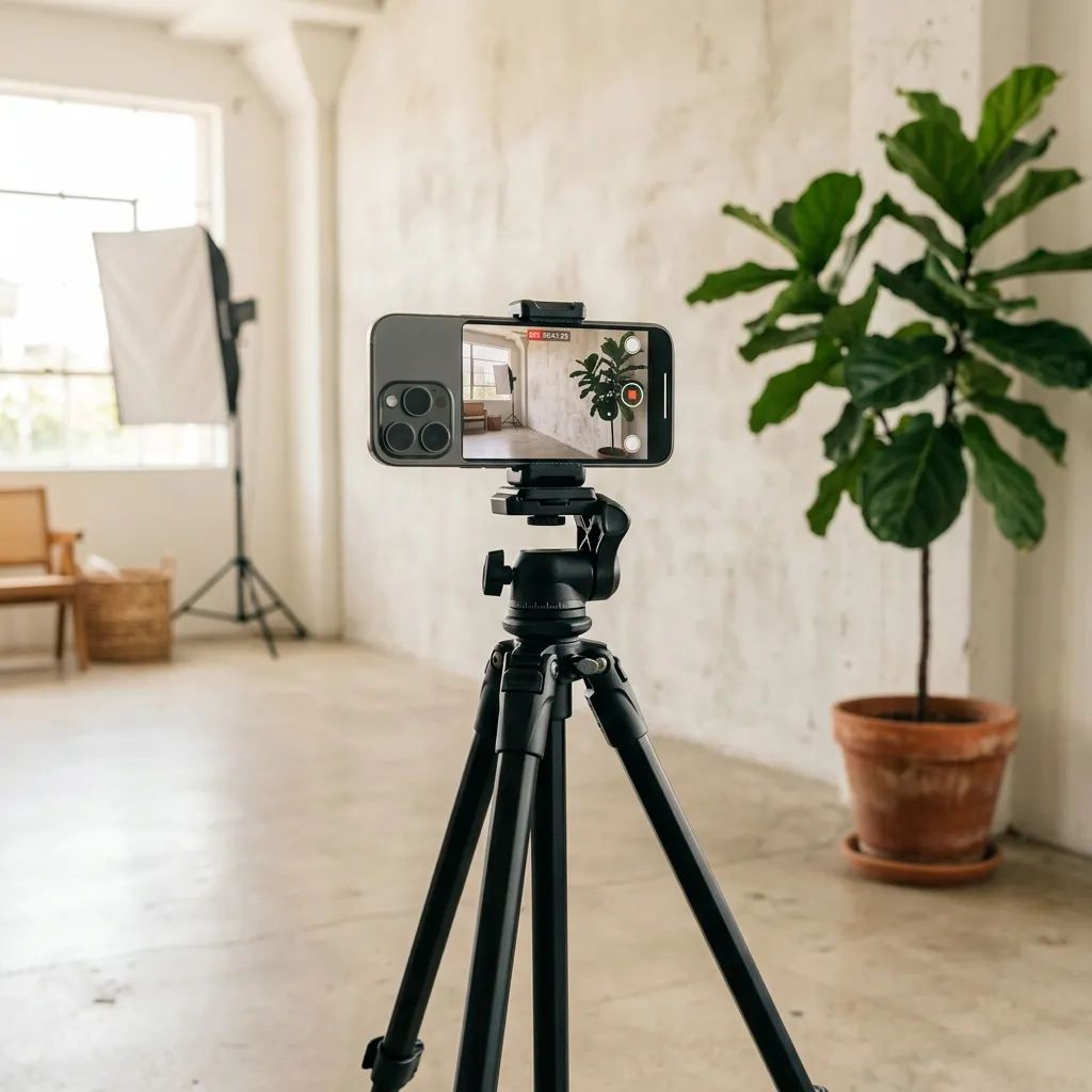 Set di registrazione video professionale con smartphone per la creazione di Reels